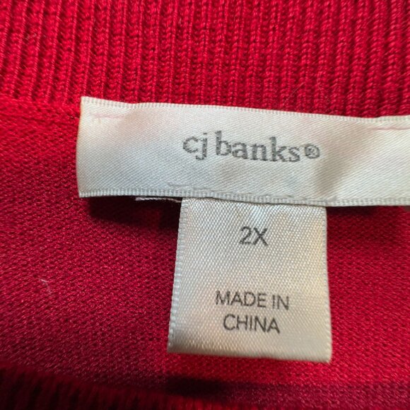 Cj Banks Women's Tunic Pullover Sweater Knit Stretch Size 2X Red Long Sleeve - Picture 3 of 11